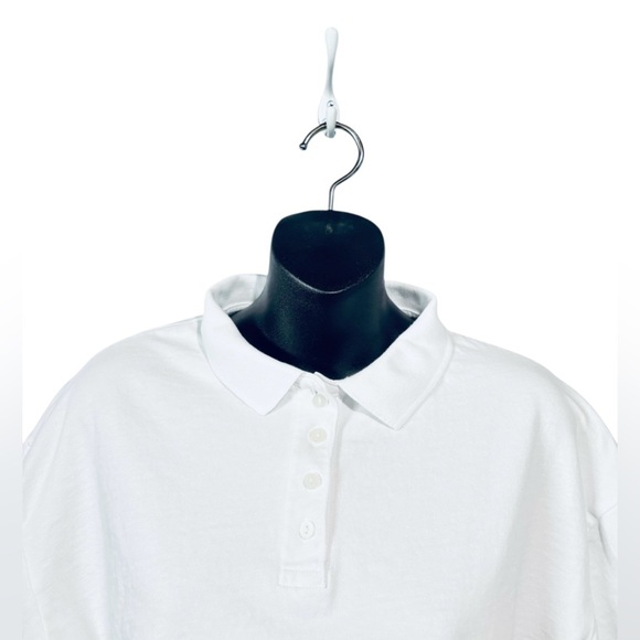 ZARA, White Cropped Polo Top, Size Large - Picture 4 of 7